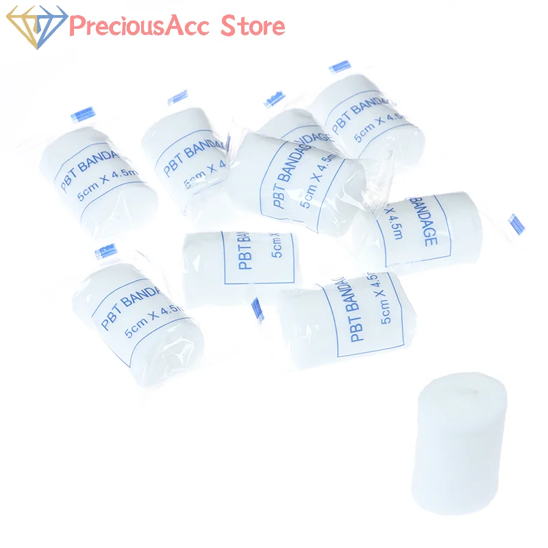 10 Rolls 5cm x 4.5M PBT Elastic Bandage First Aid Wrap for Sports Support Wound Dressing and  Kit for First Aid