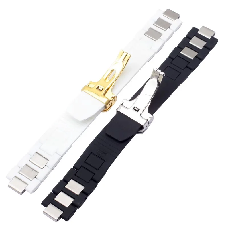 Waterproof Rubber Watch Strap for Cartier 21Th Century Series Silicone Black White Men Women Watch Band Accessories 20 * 10mm