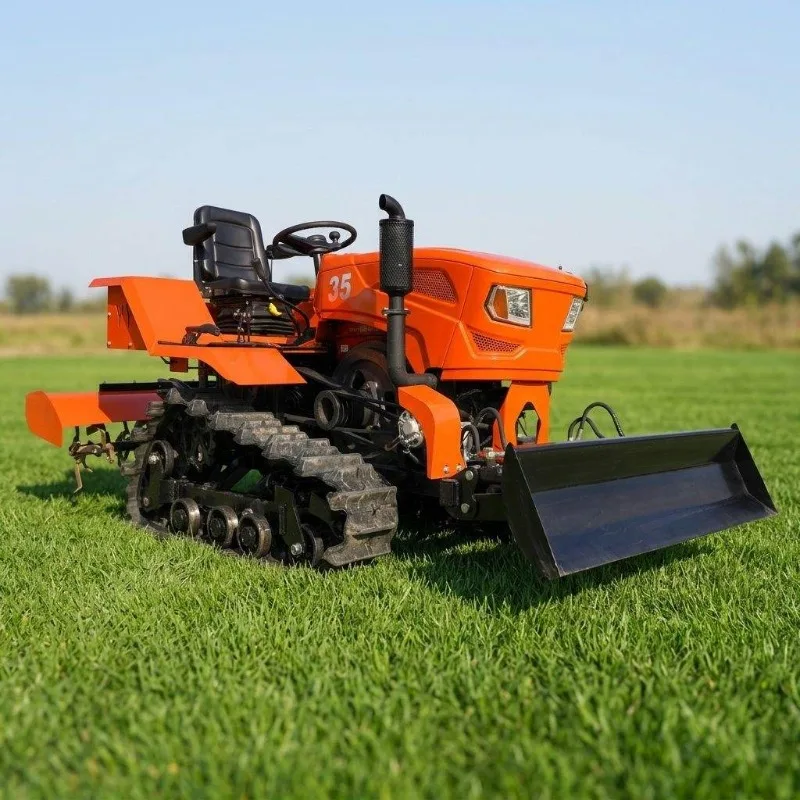 Crawler 4WD Rotary Tiller 35HP Crawler Tractor Agricultural Mini Cultivator Farm Ploughing Working Equipment Customizable FOB view 2