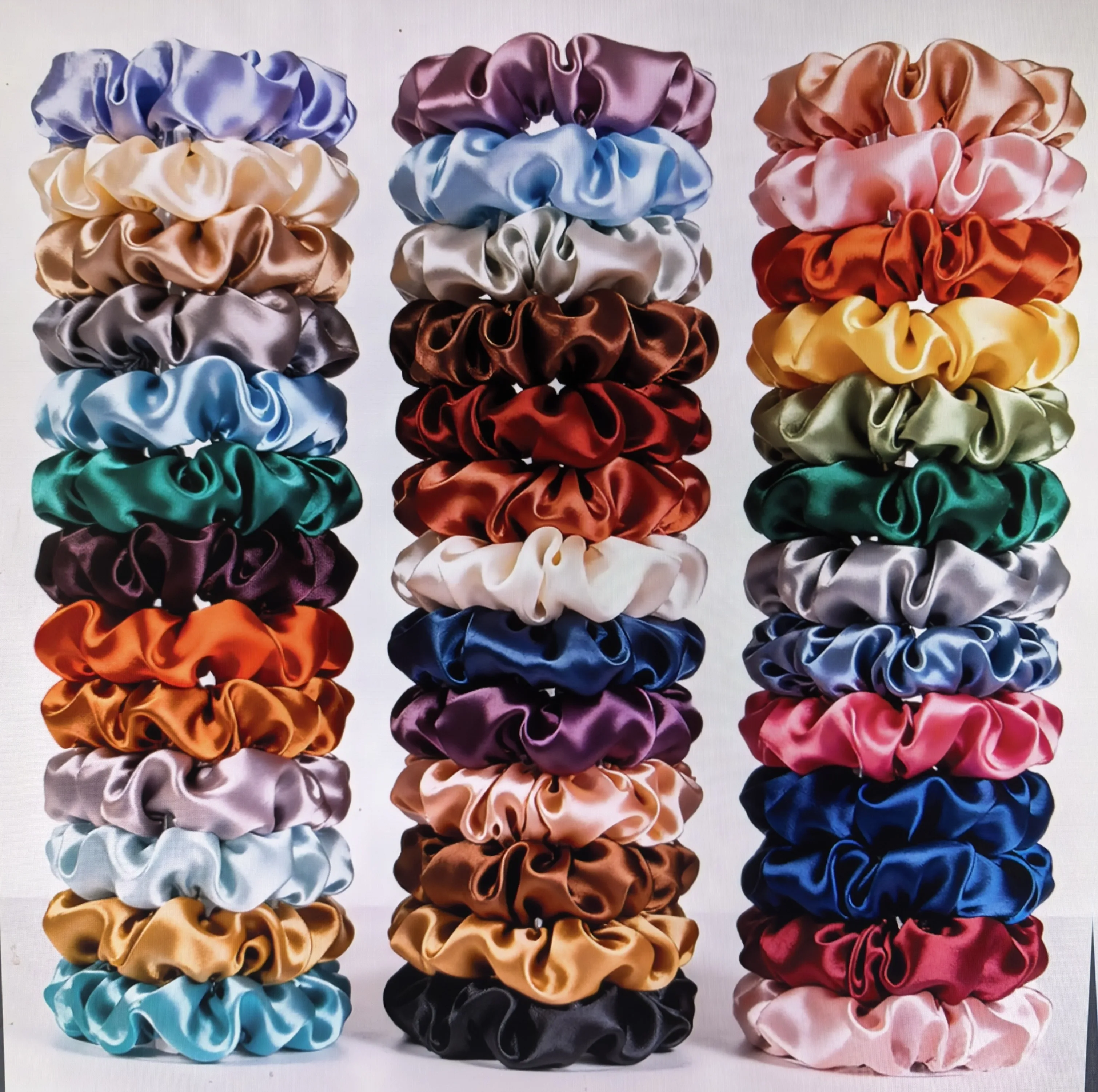 

40pcs Multi-color Satin Large Intestine Headband Set With Glossy High Elasticity Headband Simple High-end Hair Tie Accessories