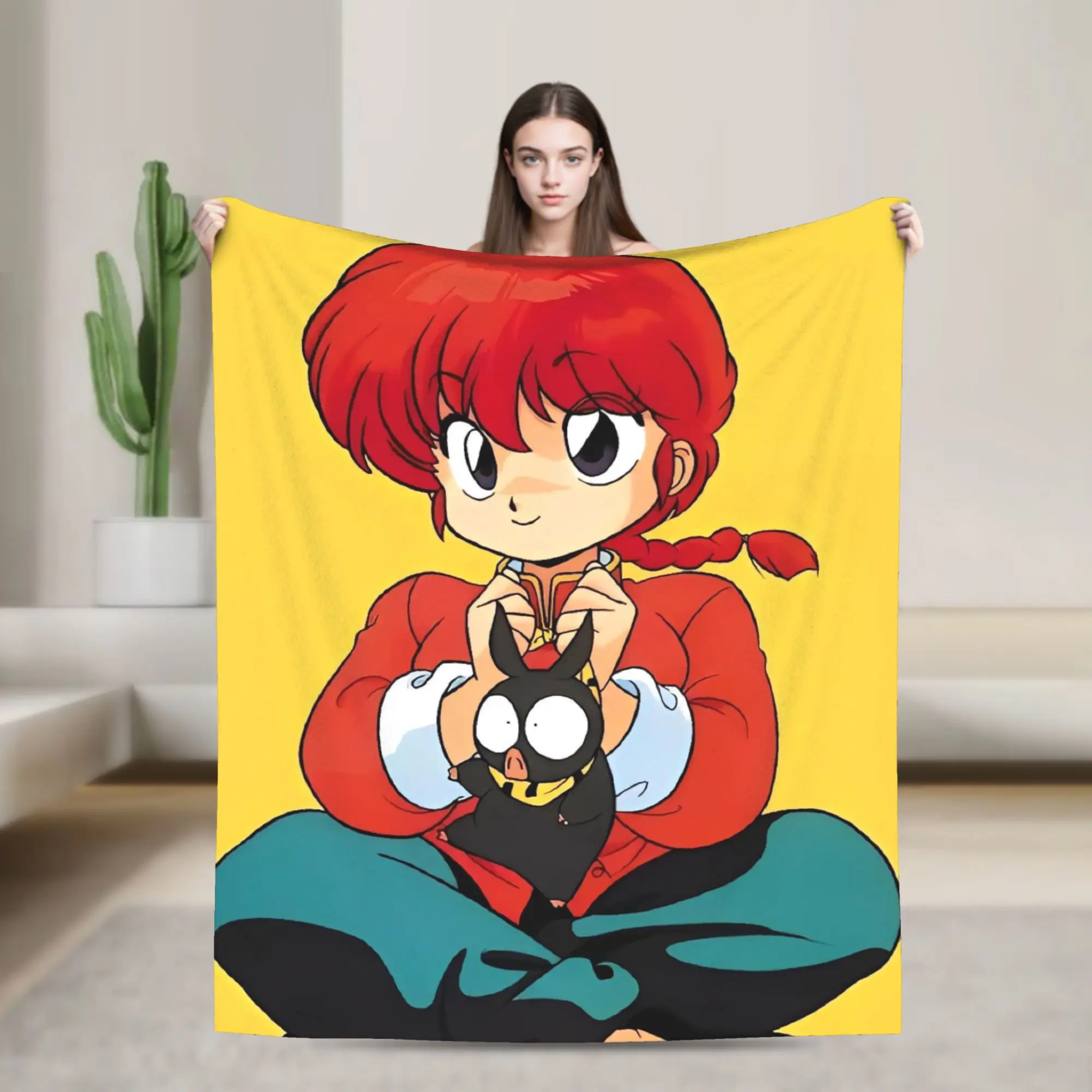 P Chan  Ranma Plush Blankets Boy Girl  Flannel Throw Blanket For Home Decor Super Warm Custom DIY Quality Bedspread Gift Idea