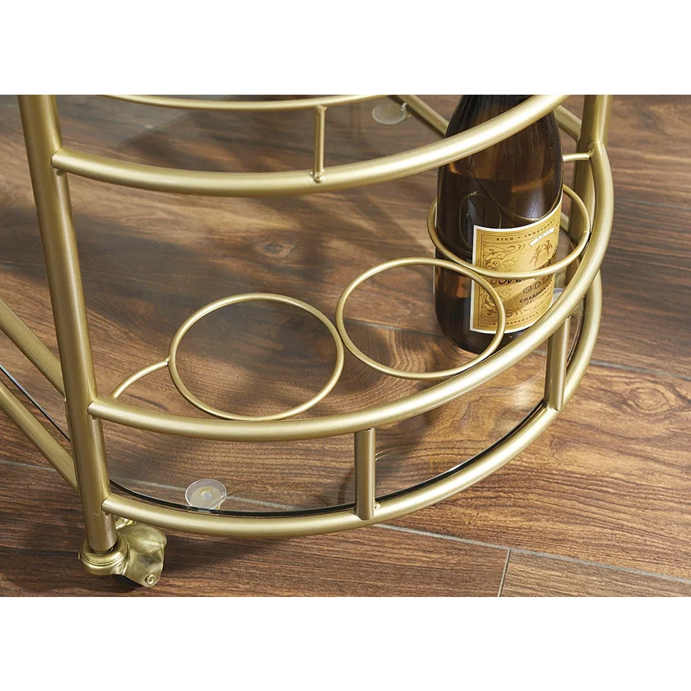 Better Homes & Gardens Fitzgerald Bar Cart with Matte Gold Metal Finish, 2-Tiers   Kitchen Storage  Shelves  Cute Shelves