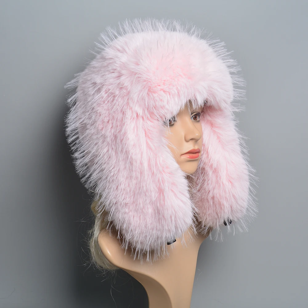 Hot High-end Luxury Artificial Hat Unisex False Raccoon Fur Hat Lei Feng Cap Ear Cap Real False Fur Hat 100% Top False Hat