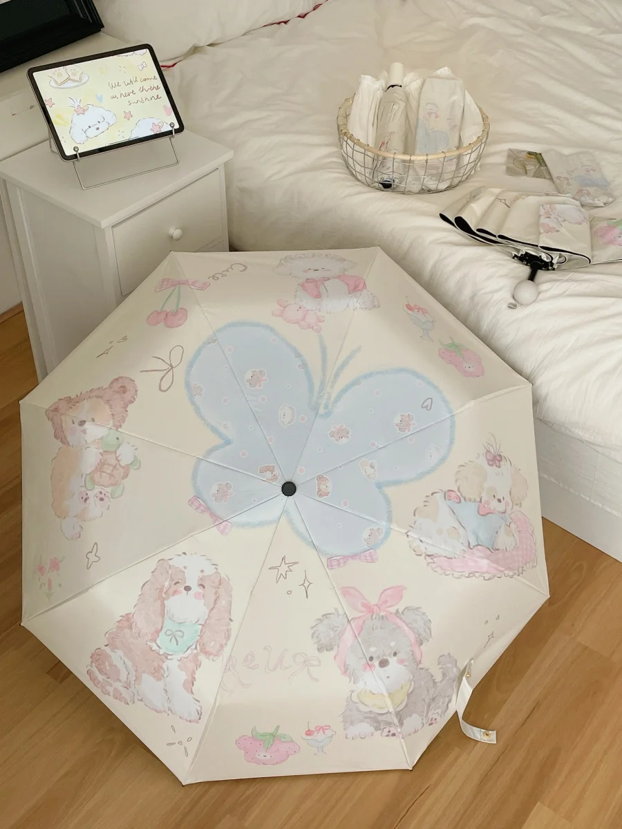 

Милый, эстетичный женский портативный зонт от солнца с защитой от УФ-лучей, с рисунком кактуса, с черным клеевым покрытием