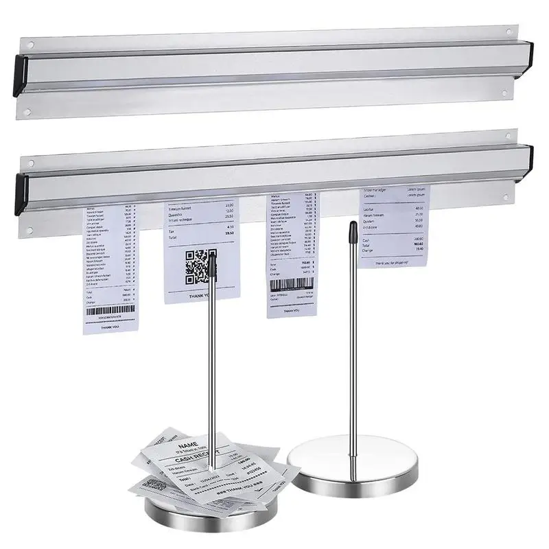 

Restaurant Ticket Holder 2Pcs Slide Check Rack With 2Pcs Receipt Holder Restaurant Ticket Rail Bill Orders Display Rail For Cafe