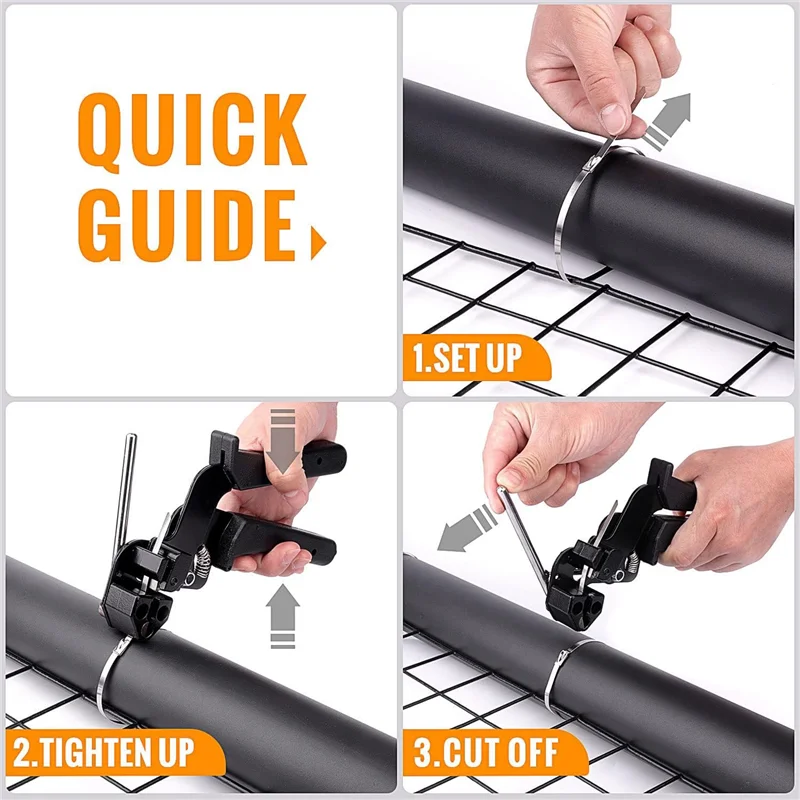 1Set Stainless Steel Cable Tie Plier Bundle Tool For Fastening And Cutting Metal Cable Ties, With 150Pcs 11.8In Cable Ties