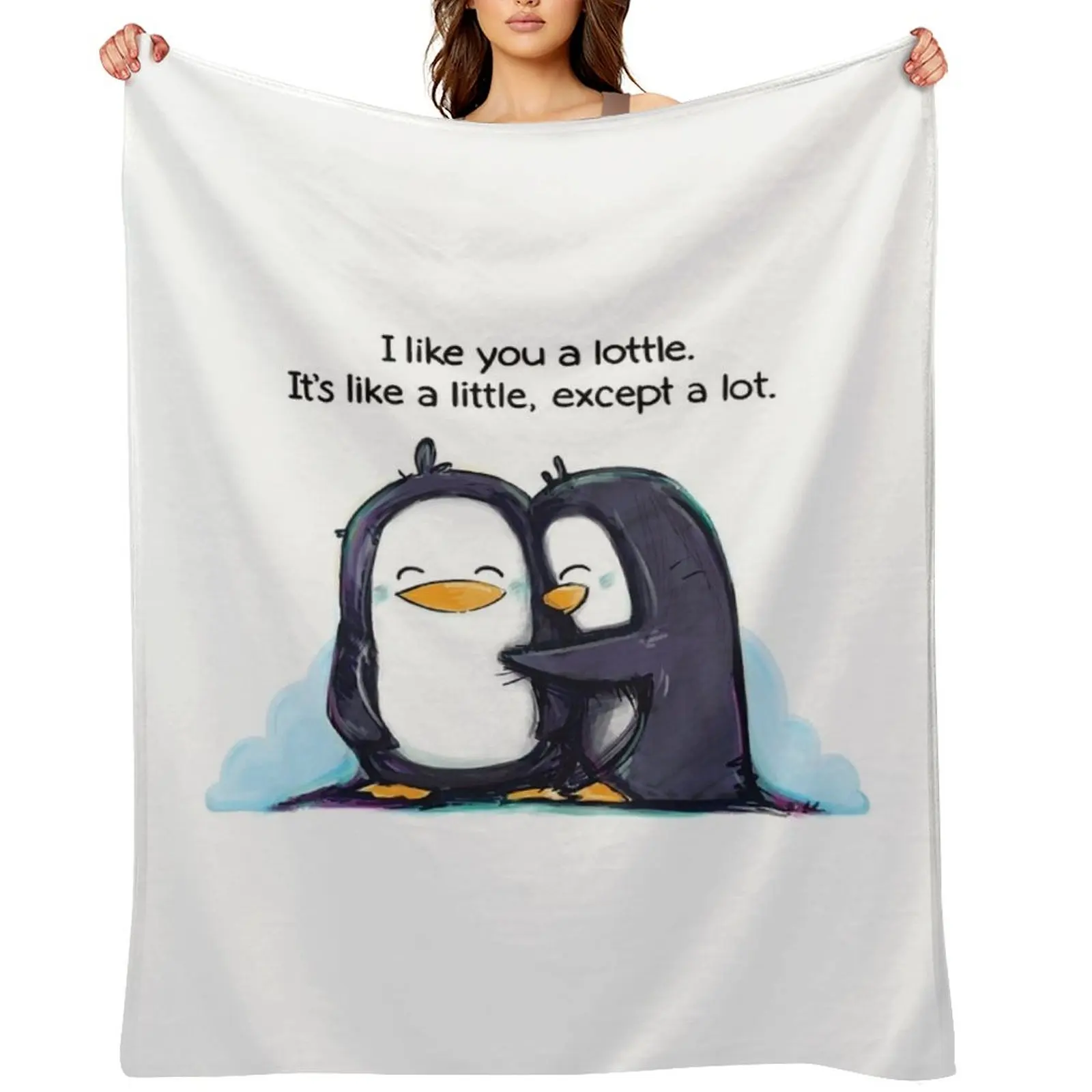 

I Like You a Lottle Penguins Throw Blanket Decoratives heavy to sleep Multi-Purpose Decorative Sofas Blankets