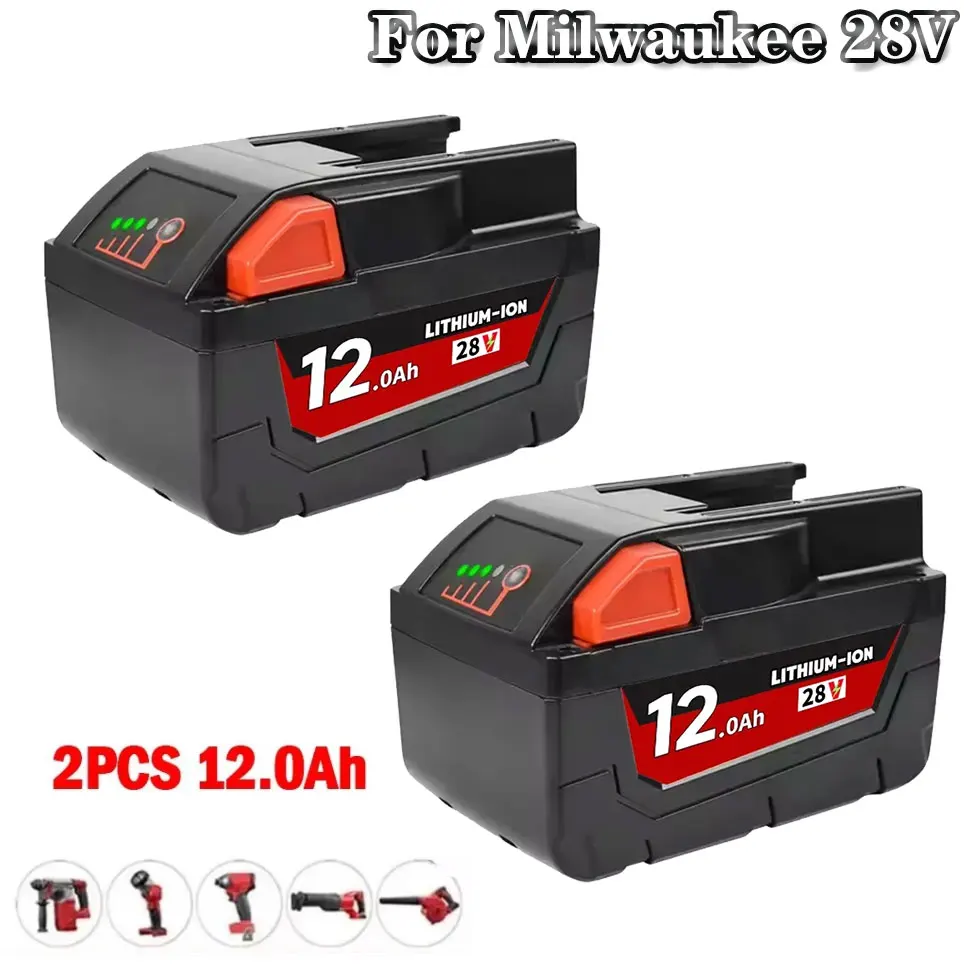 

2024 New 28V 12.0Ah For Milwaukee M28 Battery Li-Ion Replacement Battery For Milwaukee 28V M28 48-11-2830 0730-20 Tool battery