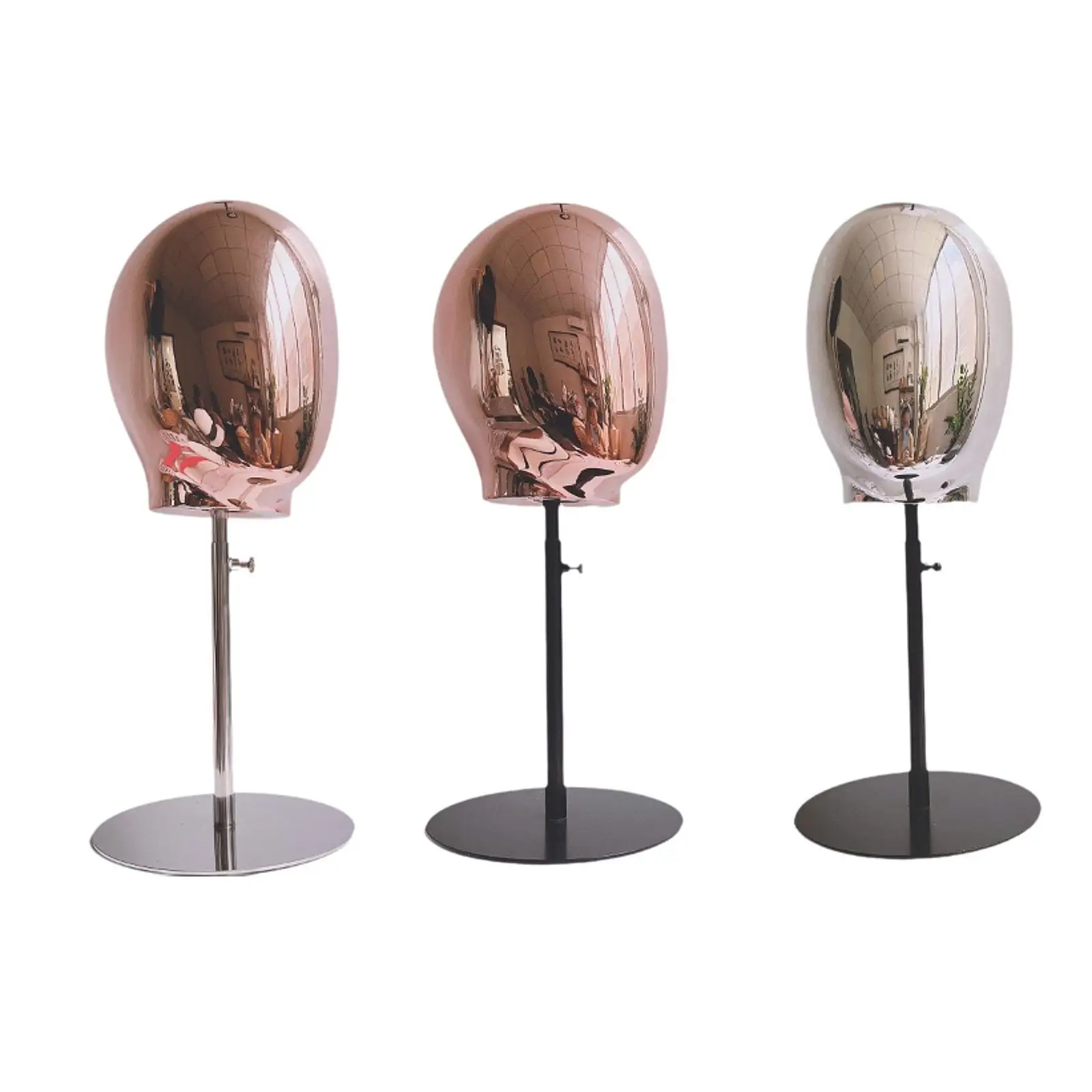 

PVC Mannequin Head Hats Display Head Counter Metal Base Multifunctional Model Adustable Height for Hat Hairpiece Headset Home
