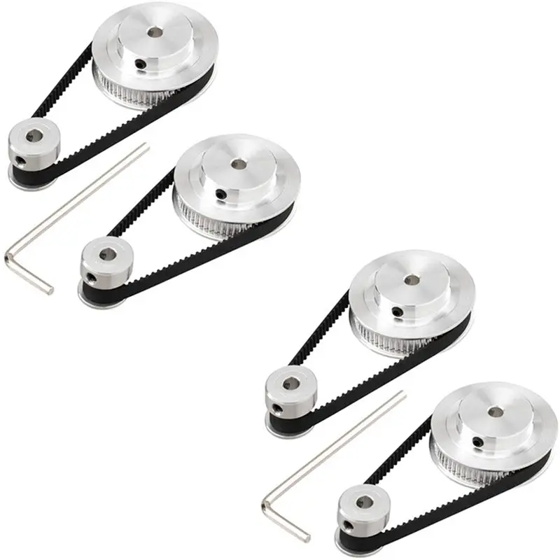 AB11-4 Kit GT2 Synchronous Wheel 20&60 Teeth 5Mm Bore,Aluminum Timing Pulley With 4 Pcs Length 200Mm Width 6Mm Belt(Bore 5Mm)