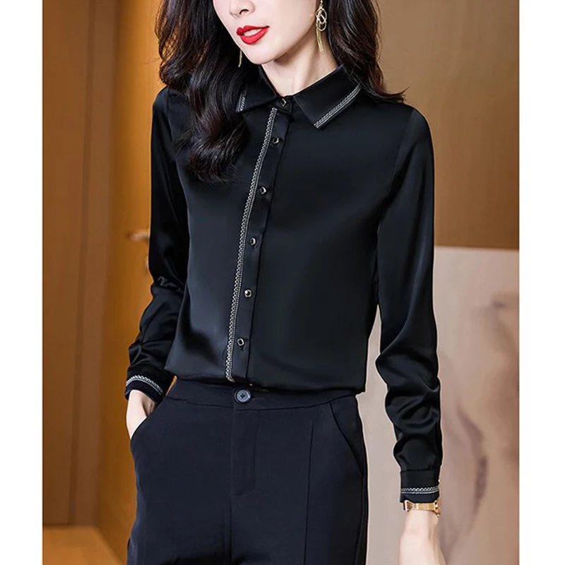 Spring Autumn Elegant Fashion Add Plush All-match Shirt Female Long Sleeve Bottoming Top Office Lady Temperament Buttons Blouse