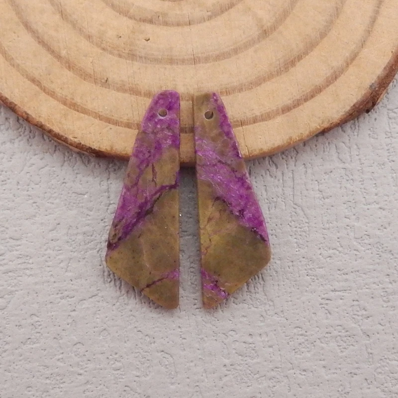 Natural Atlantisite Purple Stone Earring Beads,Fashion Jewelry DIY Gemstone Earrings Accessories For Women 27x16x3mm 4g