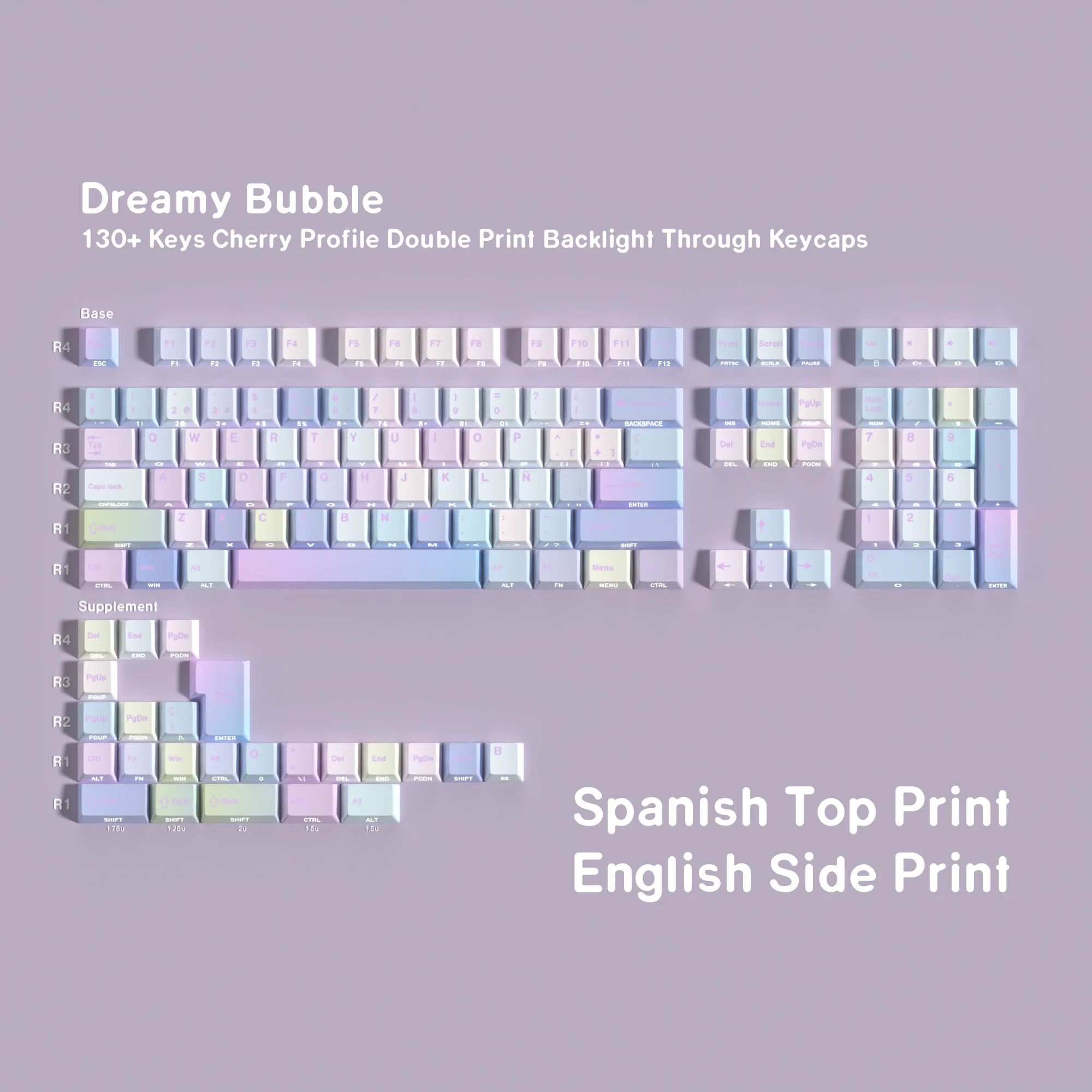 German Spanish French Russian Korean English PBT Keycaps Cherry Dye Sub Keycap Bubble For Gaming Mechanical Keyboard ISO Layout - Image 5