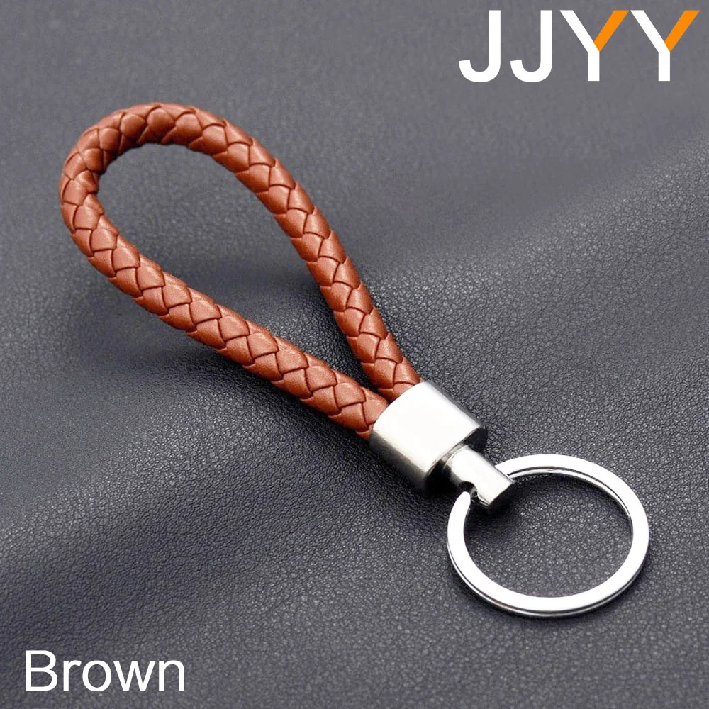 Handmade Leather Wrist Rope Braided Keychain Key Holder DIY Metal Auto Pendant Fashion Accessory