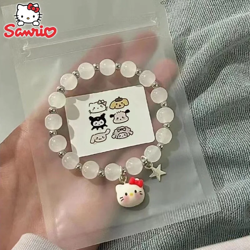 

2024 Sanrio Anime Bracelet Children's Hello Kitty Pochacco My Melody Cartoon Cute Beaded Bracelet for Girls Bestie Birthday Gift