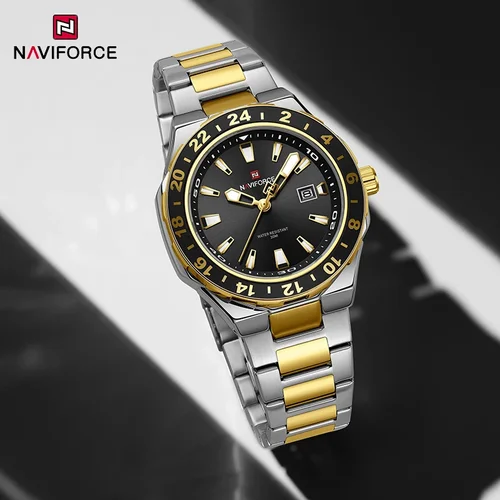 Imagen 2 del producto NAVIFORCE Reloj de cuarzo de lujo a la moda para hombre, calendario clásico, correa de acero inoxidable resistente al agua, relojes de negocios para hombre