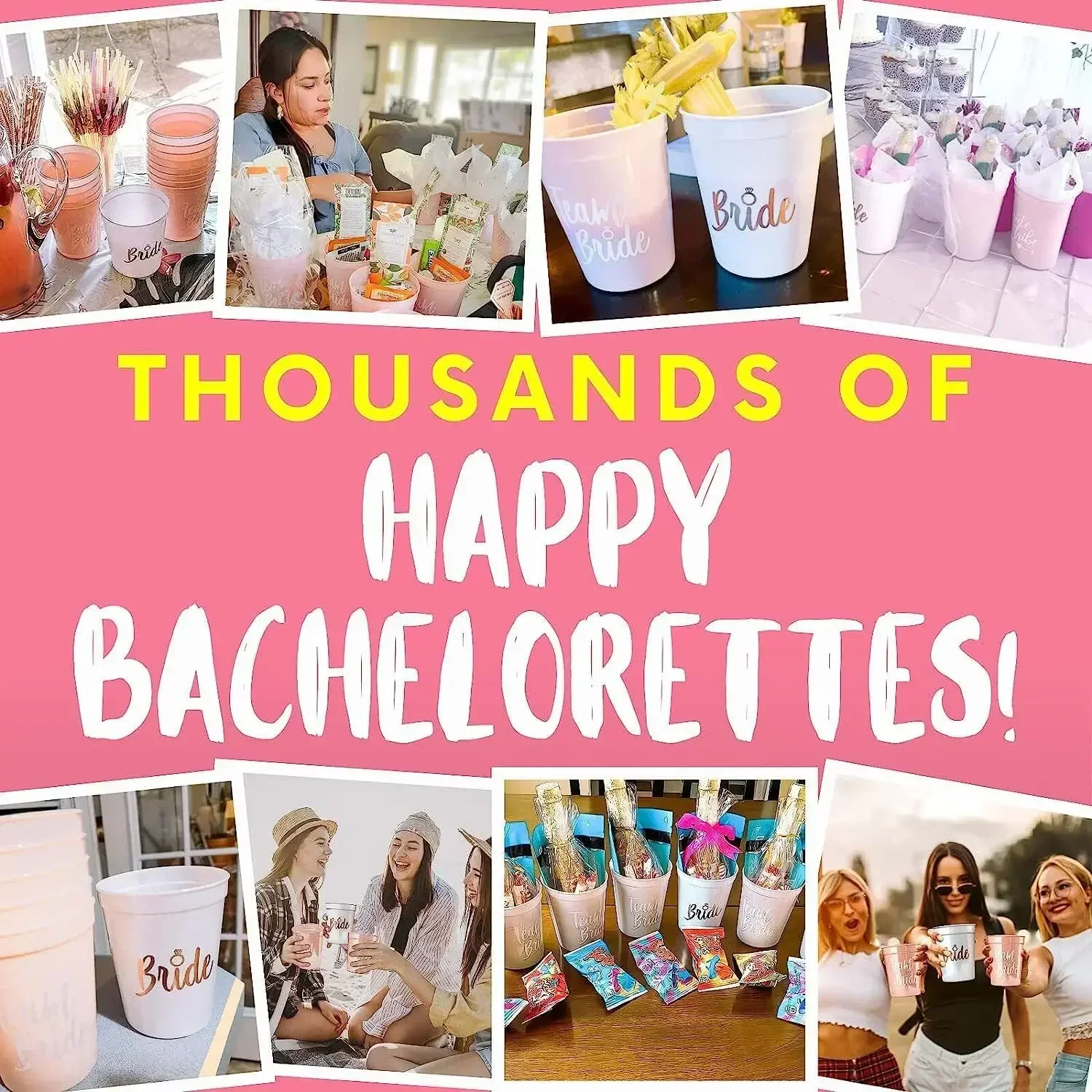 Bachelorette-Becher für die Team Bride – wiederverwendbare 16-Unzen-Brautjungfern-Partydekorationen und Gefälligkeiten für die Braut, Stammgeschenke, Party- und Hochzeitszubehör – Detail 13