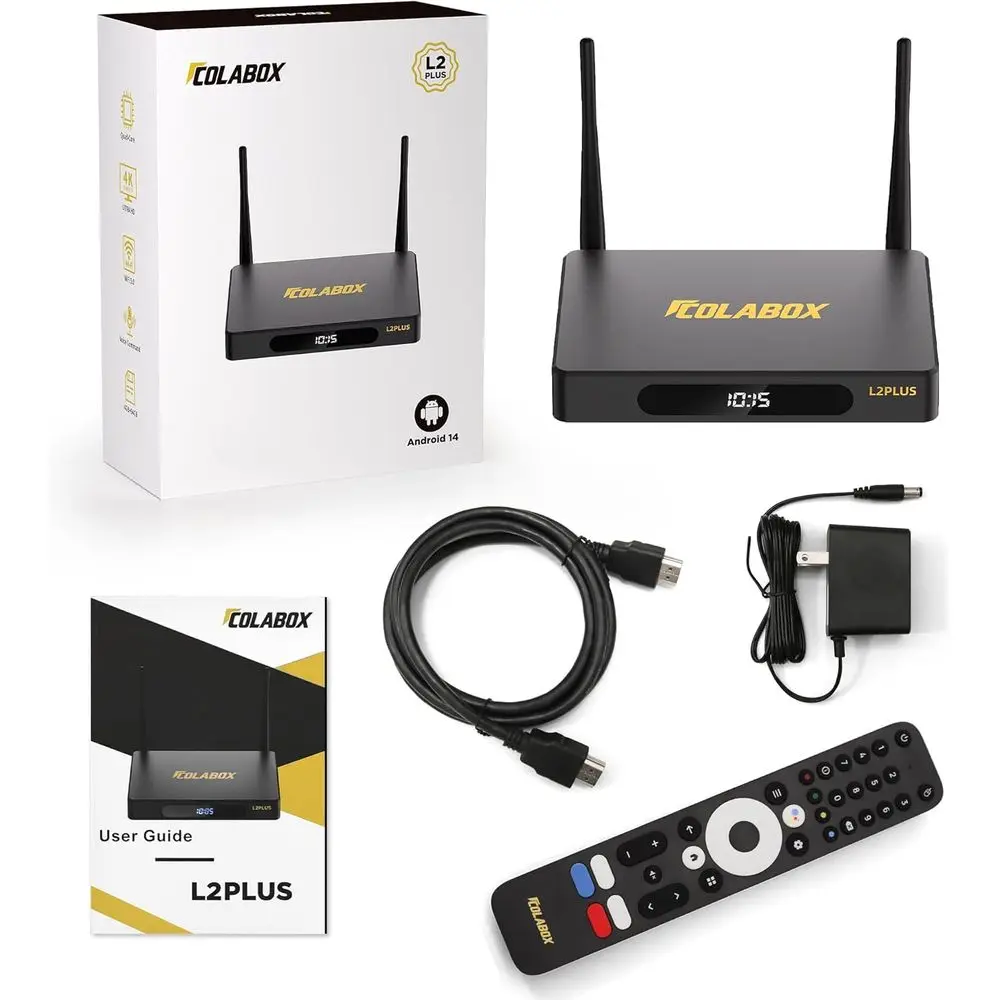 

COLABOX L2 Plus 2026 года, с голосовым пультом ДУ, кабелем HDMI, шнуром питания и инструкцией пользователя