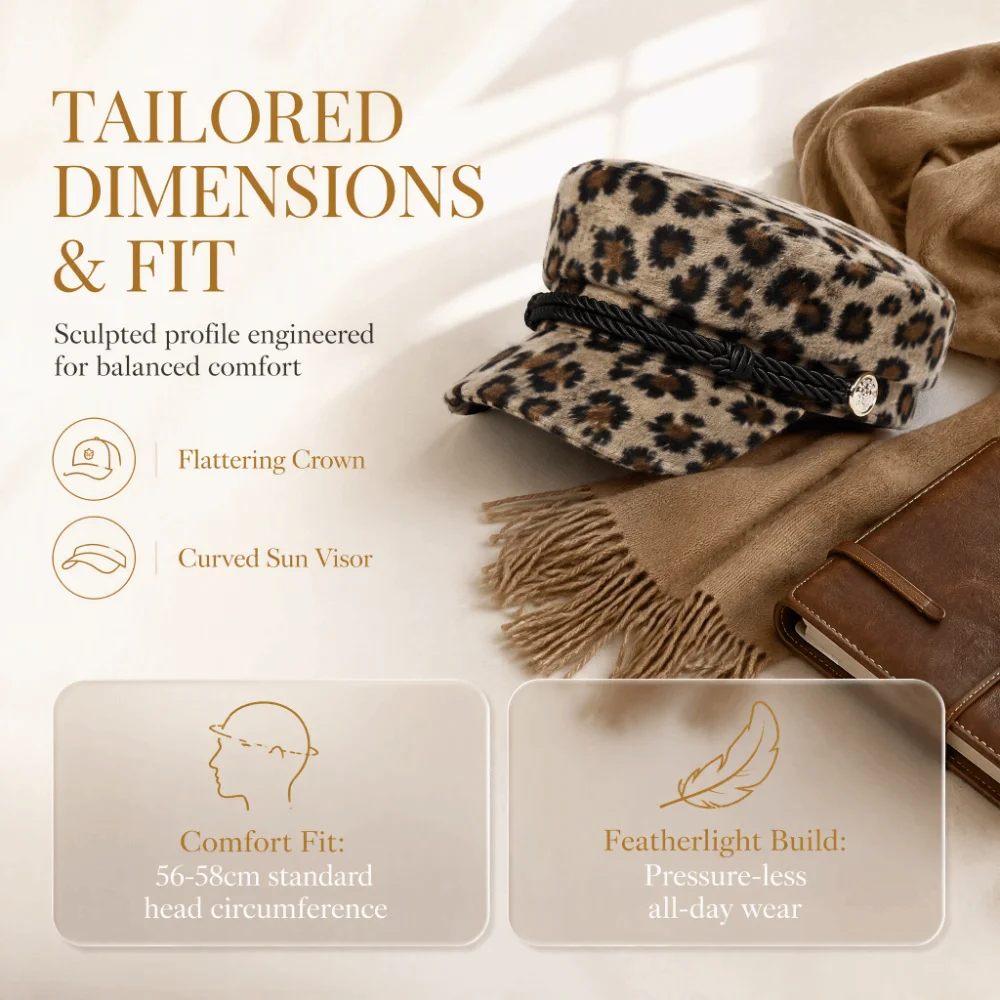 Braided Rope Decor Newsboy Beret Hat Vintage Style All-match Flat Top Hat Thickened Decorative Button Leopard Print Cap Party
