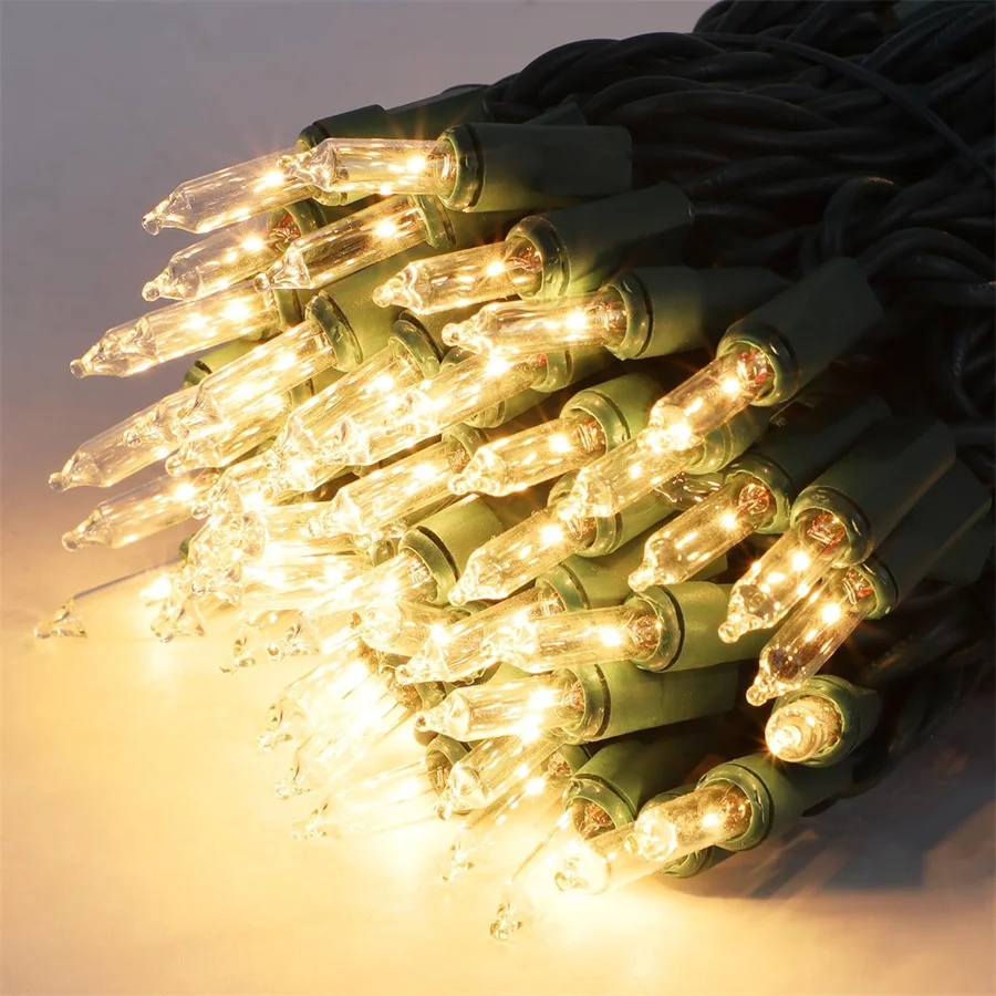 7M 100 Count Clear Christmas String Light Outdoor Incandescent Bulbs Mini Fairy Light Garland for Patio Holiday Party Decor