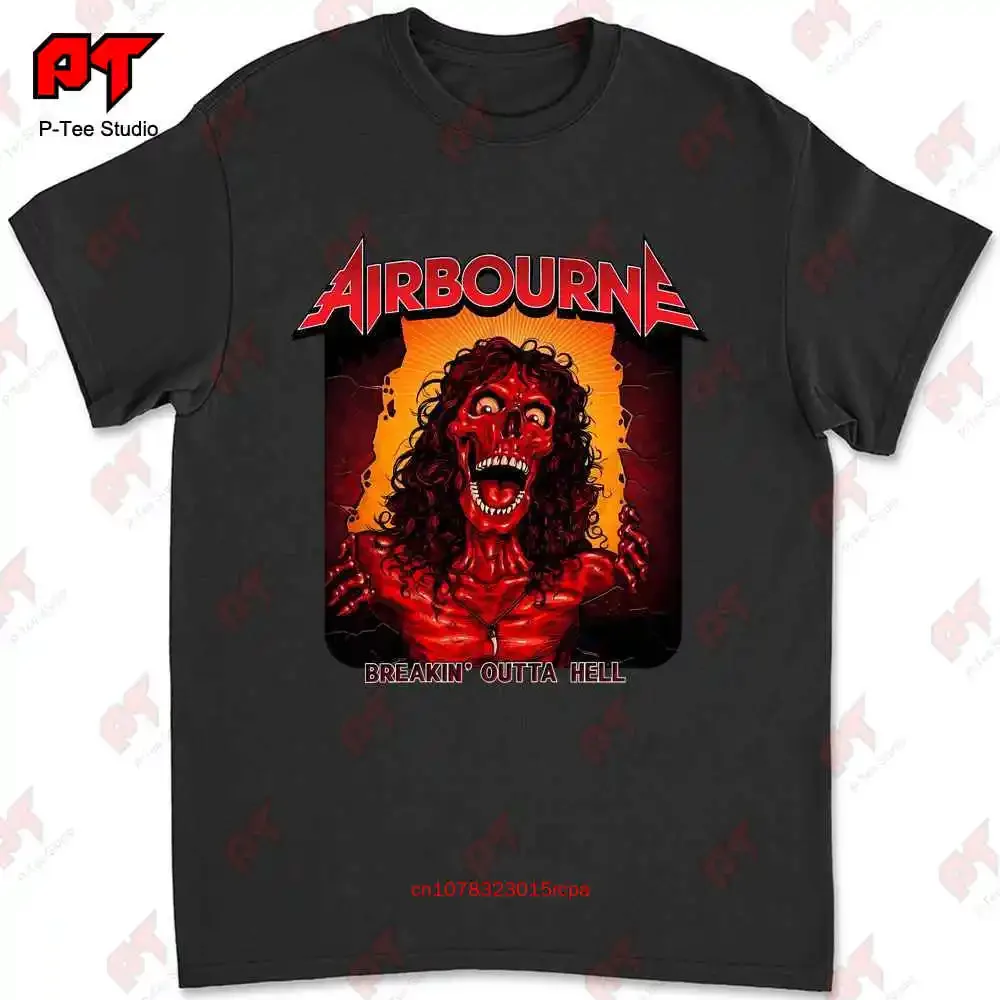 Airbourne 'Breakin' Outta Hell Skeleton' T Shirt IY7K