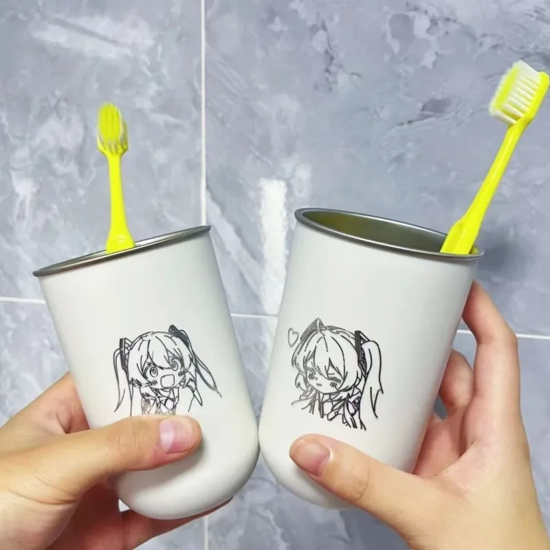 

Мультяшный Hatsune Miku 304, нержавеющая сталь, защита от падения, студенческий, с высоким внешним видом и милой бытовой чашкой для чистки и мытья