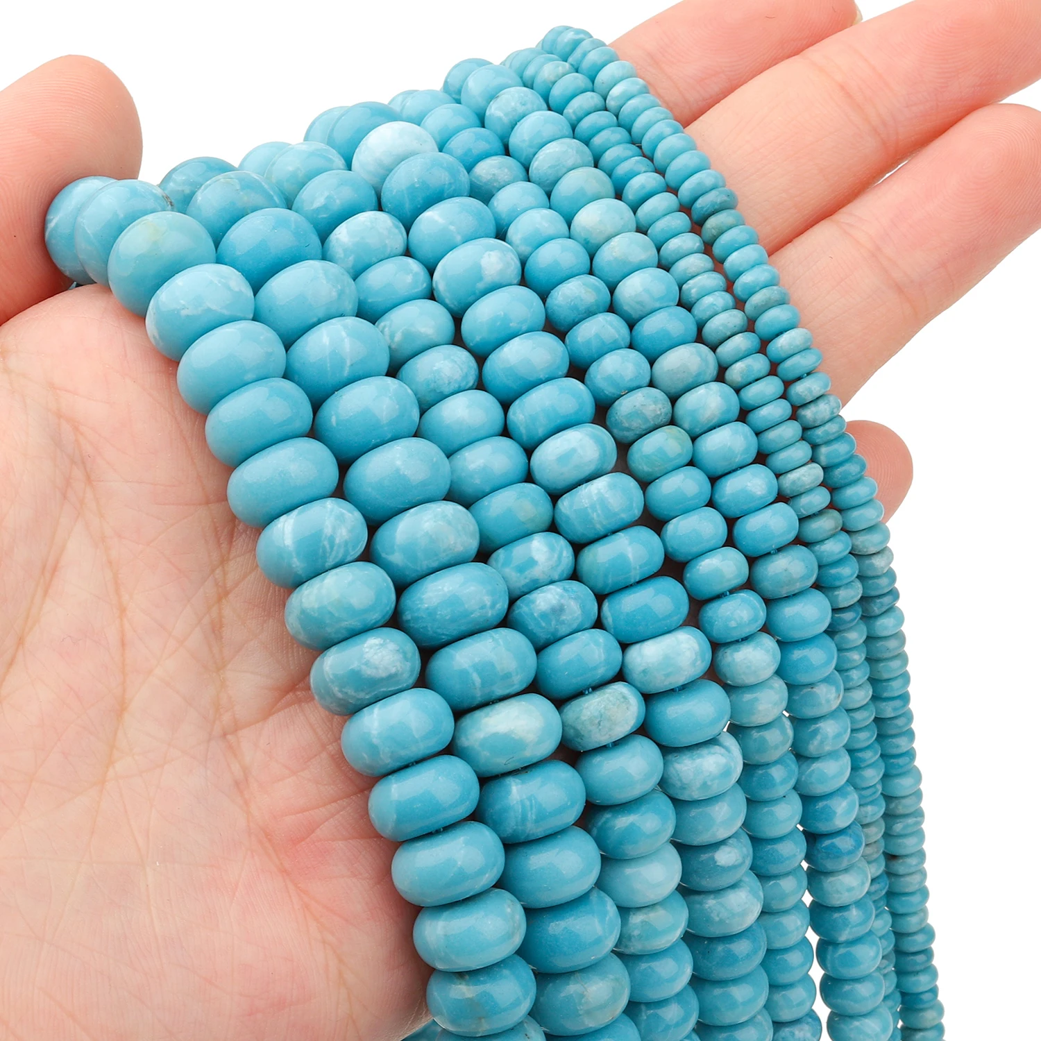 

4/6/8/10mm Rondelle 7A Blue Celestite Beads Natural Gemstone Abacus Spacer Beads for Jewelry Making DIY Charms Bracelets 15''