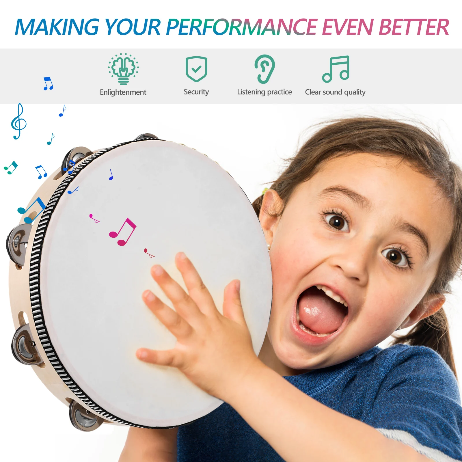 

Tagsman Bell Set Instrument Tambourine Tambourines Hand Drum Musical Percussion Instruments Mallet Stick Baby