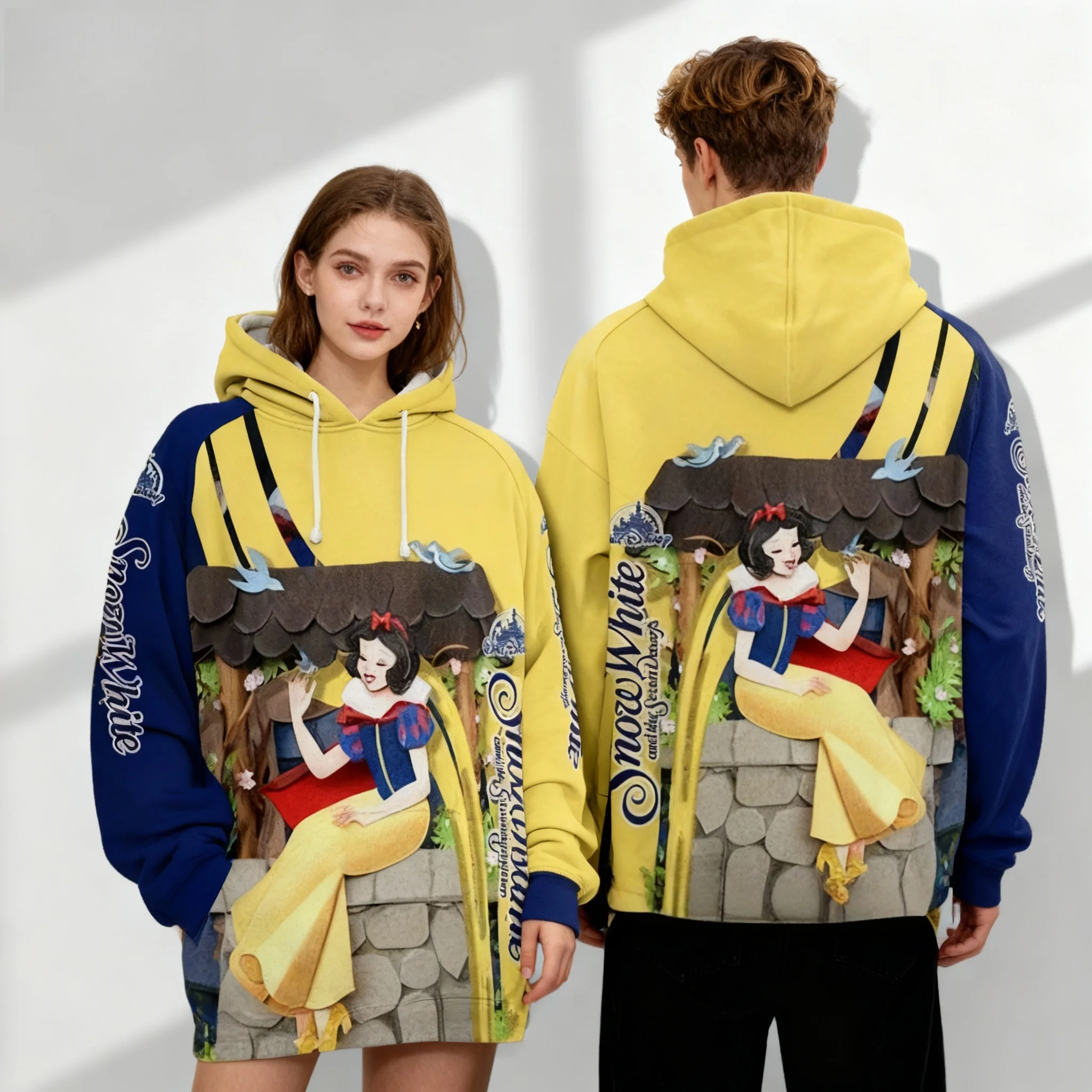 Disney Series Frozen Printed Sweet Cool Street Autumn/Winter Hoodie Oversized Women's Adult and Children's Same Size Jacket