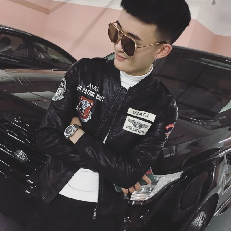 

Slim Fit Motorcycle Jaet for Men Autumn New Sle Embroidered Top Youth Trendy Boy Outerwear Korean Version Faionable Jaet