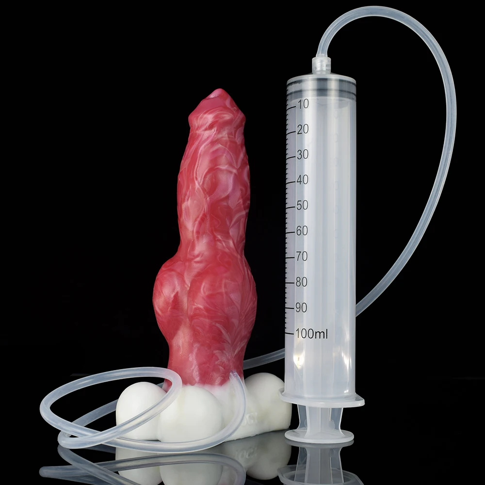 SHAZ Crimson Silicone Anal Plug Realistic Knotted Dildos with Water Spray Cock Pussy Vaginal Orgasm for Women Men Adult Sex Toys view 4