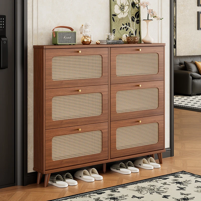 Chinese Style Ultra-thin Flip Bucket Shoe Cabinet for Home Use Doorstep Entry Shoe Rack Indoor Muebles Entrance Cabinet