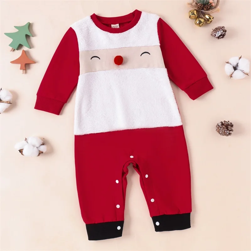 

2023-10-09 Lioraitiin 0-18M Newborn Baby Boy Girl Christmas Romper Jumpsuit Long Sleeve Bodysuit Infant Xmas Fall Winter Clothes