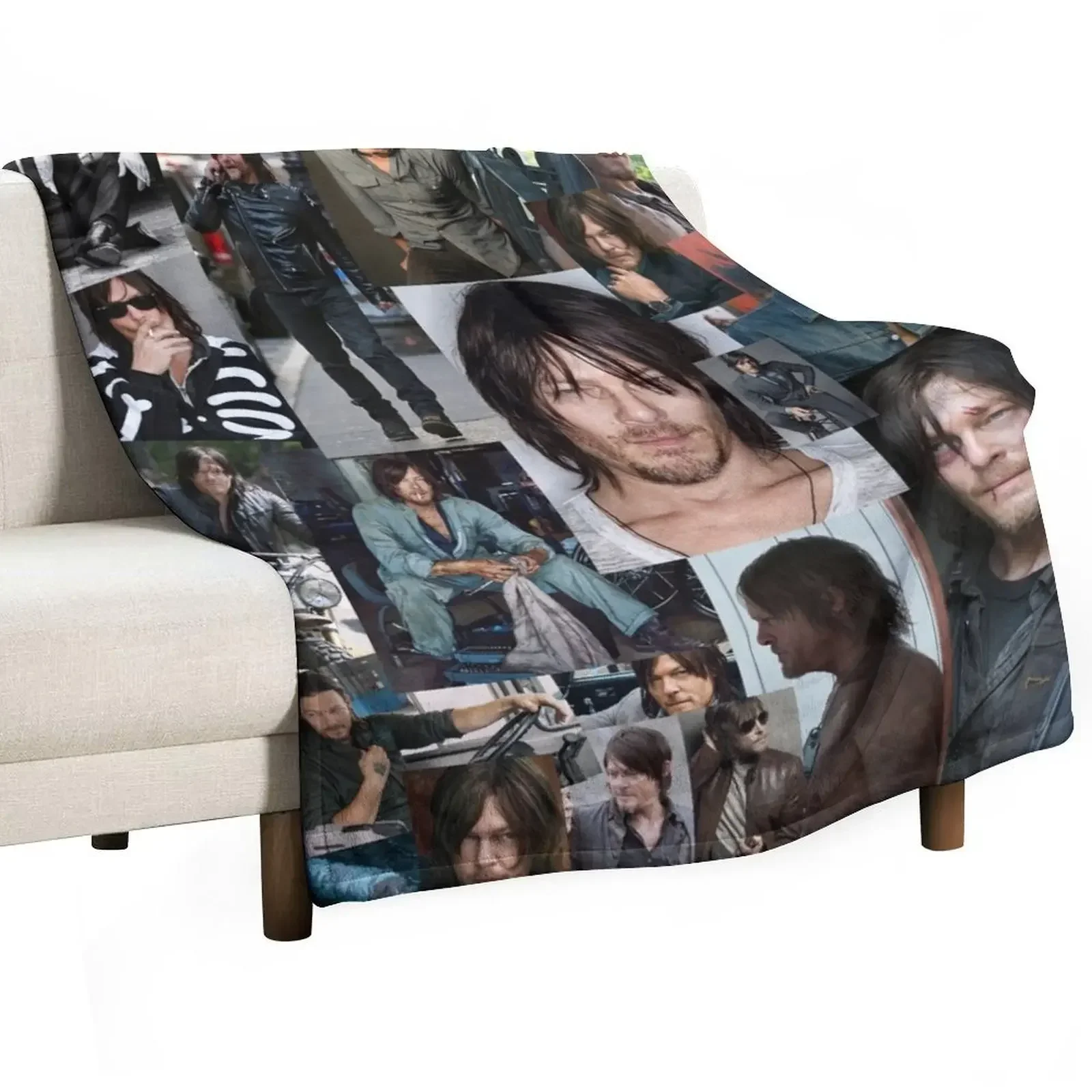 Norman Reedus Fan Made Assorted Random Photo Collage Throw Blanket Single Plaid on the sofa Luxury Brand for winter Blankets