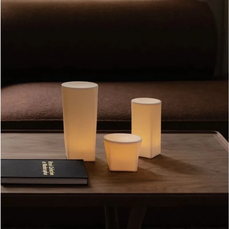 LED matte bone china candle light, atmosphere, sculptural night light