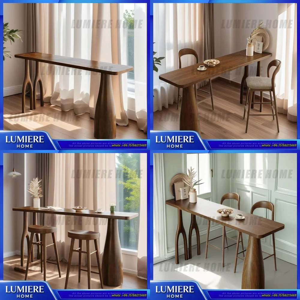 

Solid Wood Bar Table for Kitchen Living Room Small Space High Top Dining Table Nordic Style Wall Mounted Counter Table