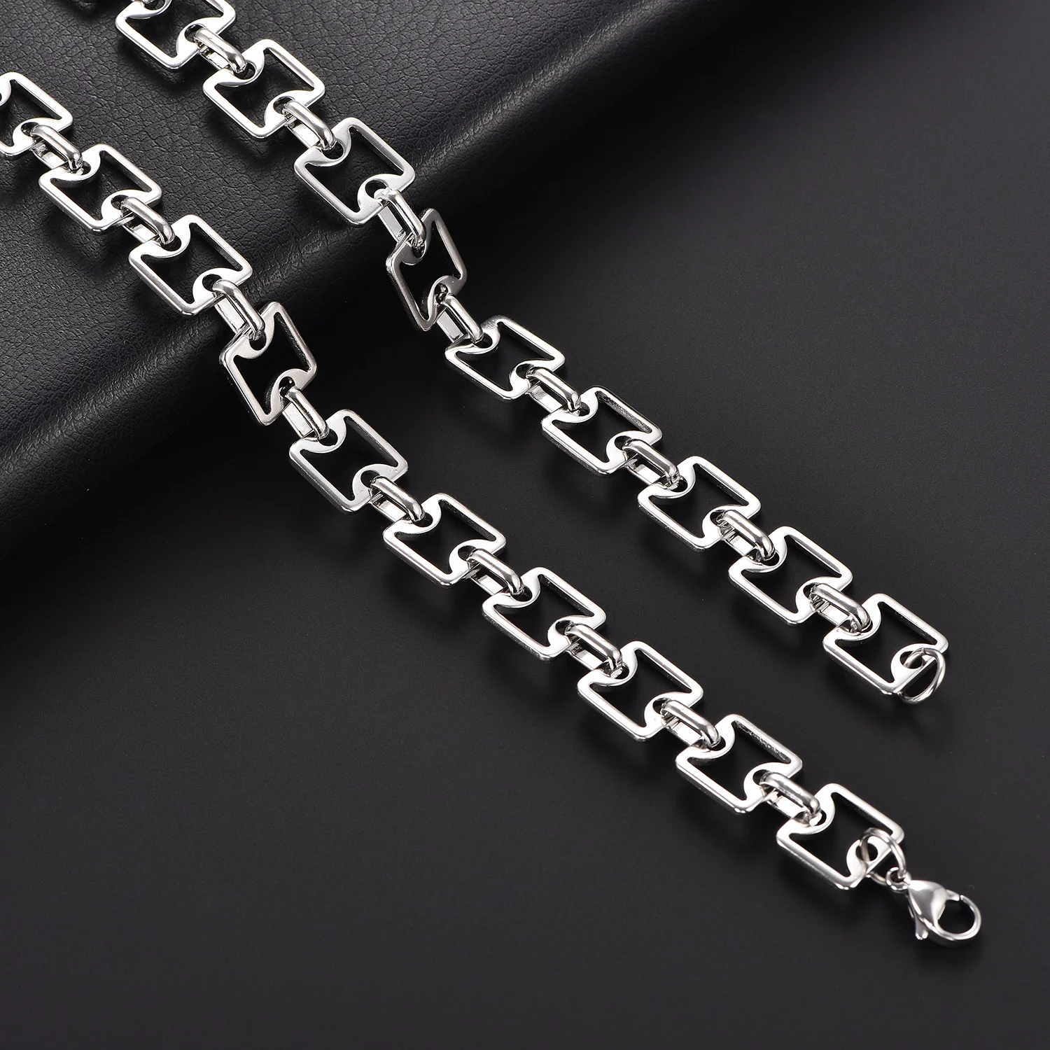 Anlaufgeschwärzte Punk-Kubanische Kette aus Edelstahl, Rock-Choker, Modisches Party-Halsband, Schmuck-Accessoire für Männer – Detail 1