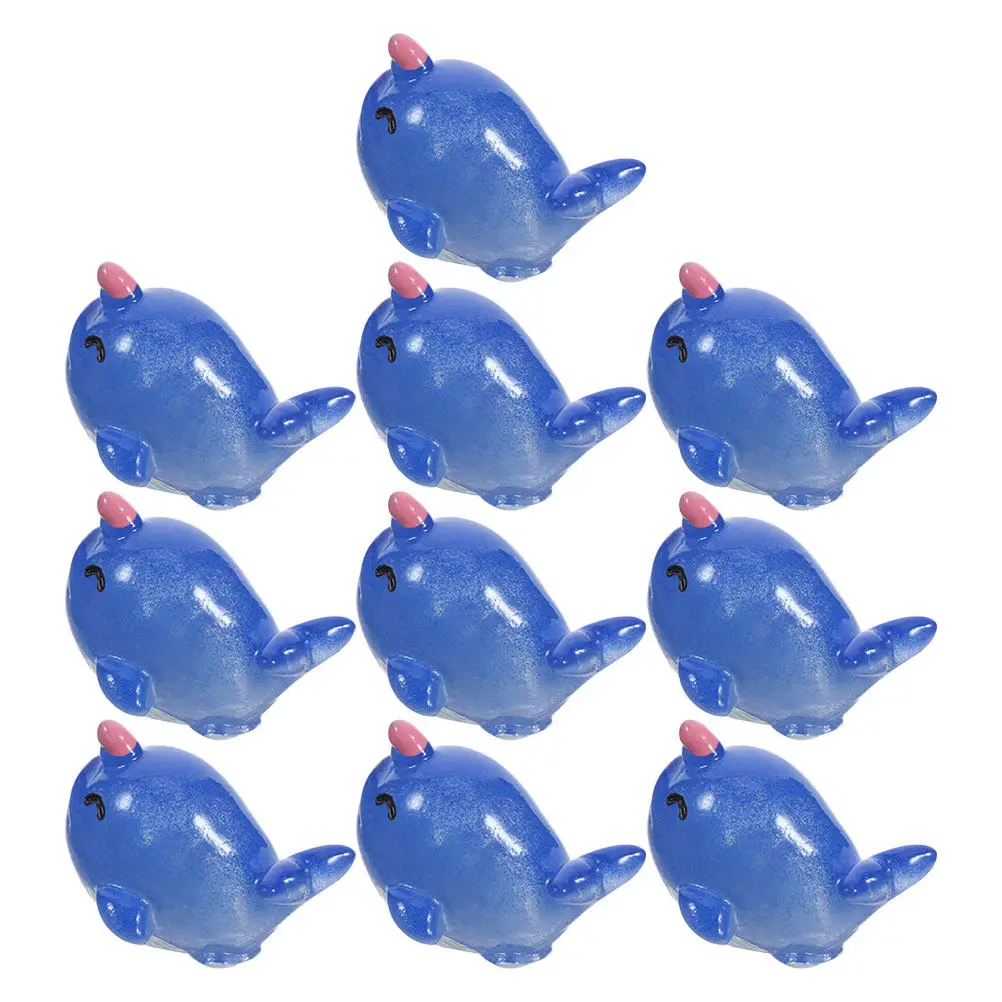 

10 миниатюрных скульптур китов из смолы, синие, детализированные фигурки морских животных для сказочного сада, кашпо для суккулентов, ландшафтного дизайна с мхом, террариума