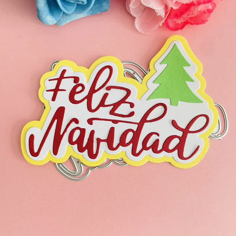 new spanish feliz navidad christmas tree Metal Cutting Dies DIY Scrapbook Paper Cards Embossing Craft Die Cut handmade craft