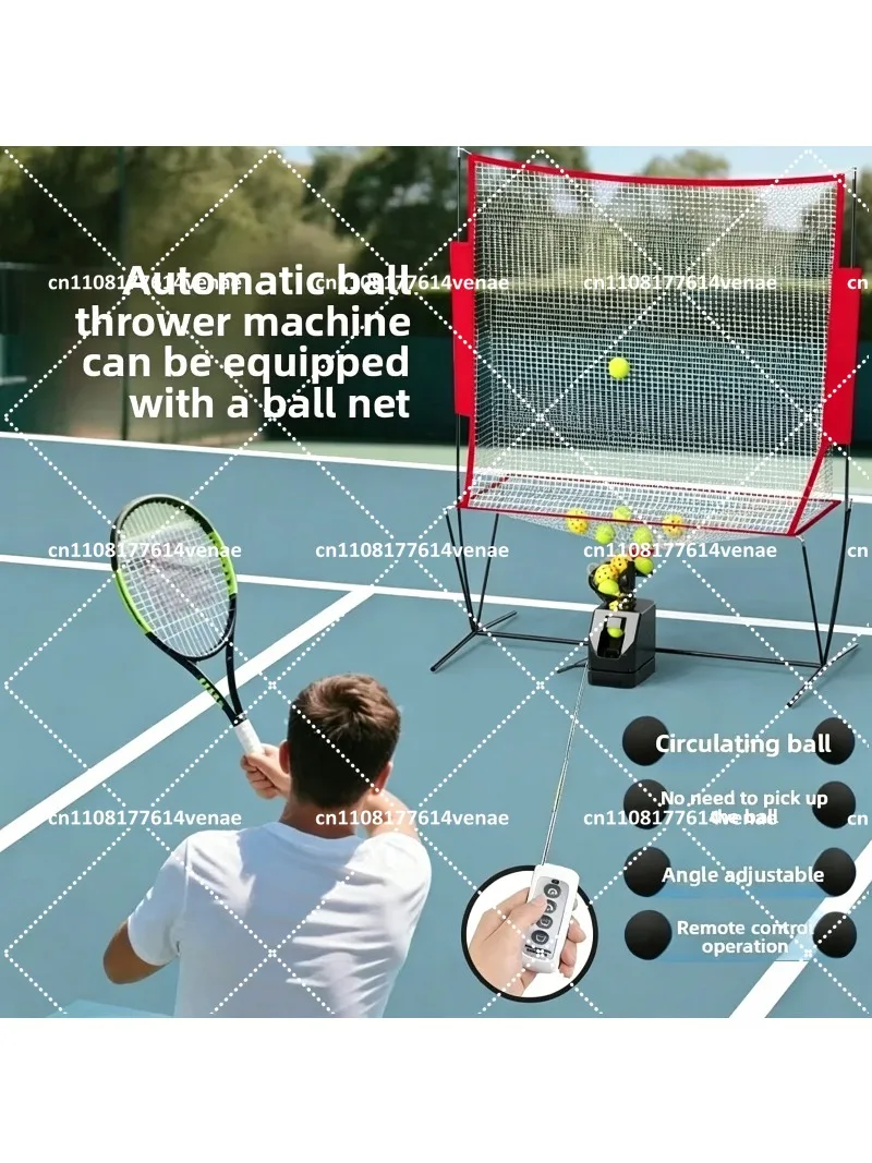 Tennis Pickleball Serve Trainer, Remote Control Ball Machine with Catch Net for Solo Practice