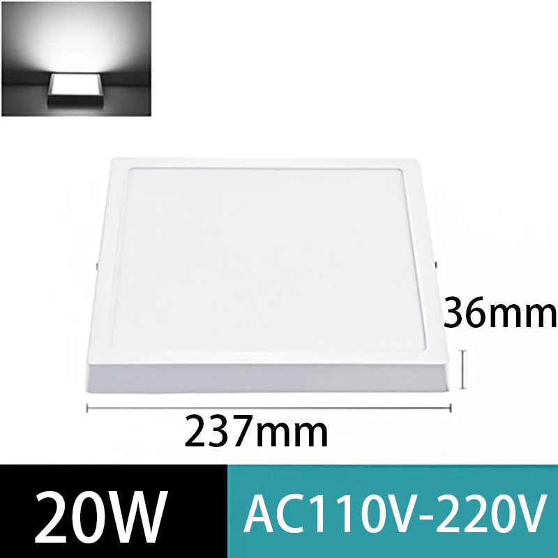LED-Deckenleuchte, 110–265 V, ultradünnes Panel, LED-Licht für Wohnzimmer, Schlafzimmer, Innenbeleuchtung, 20 W, 30 W, quadratische runde Deckenleuchten 8