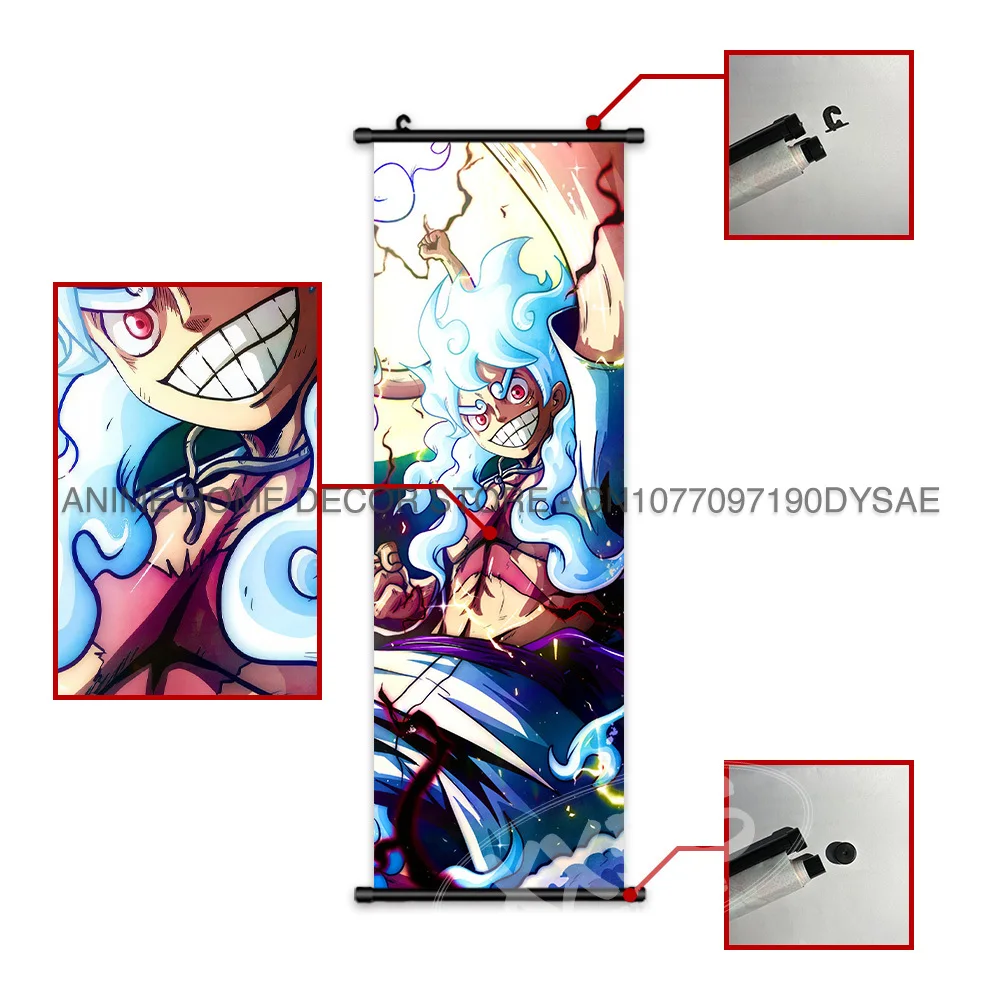 ONE PIECE Poster Monkey D.Luffy Gear 5 Home Decor Roronoa Zoro Wall Artwork Edward Newgate Hanging Painting Anime Scroll Picture