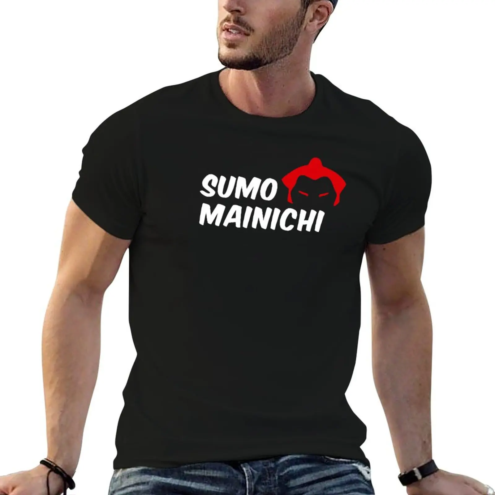 Футболка Sumo Mainichi (белая на черном) Легкая спортивная футболка для бега