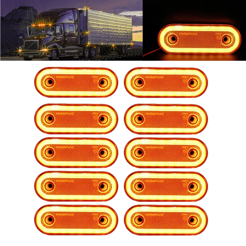 

10PCS Truck Trailer lights 12V-24V Side Marker Light LED Oval Clearance RV Pickup Boats Car Side Light Reflector Warning Lamp