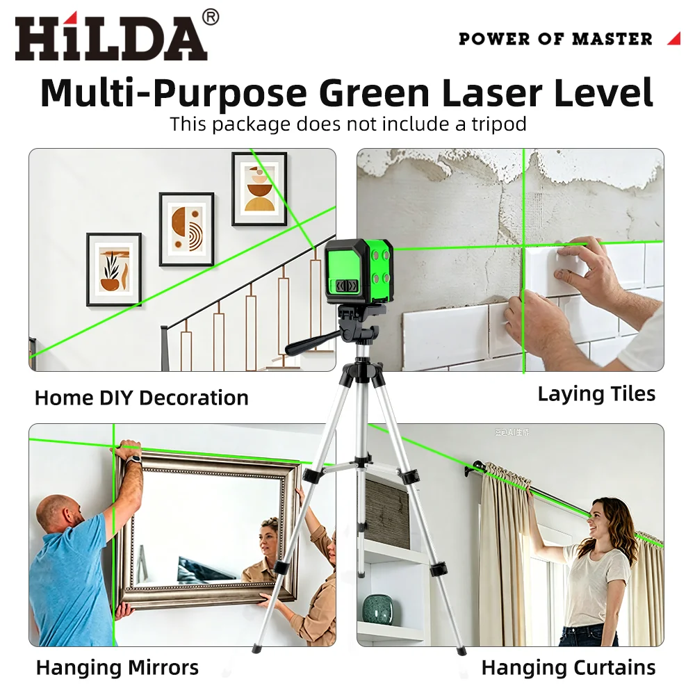 HILDA 2-Linien Grüner Laser-Nivellierer mit Magnet Selbstnivellierend Tragbares Werkzeug für Bildaufhängung Wandkunst & Rahmenmontage – Detail 4
