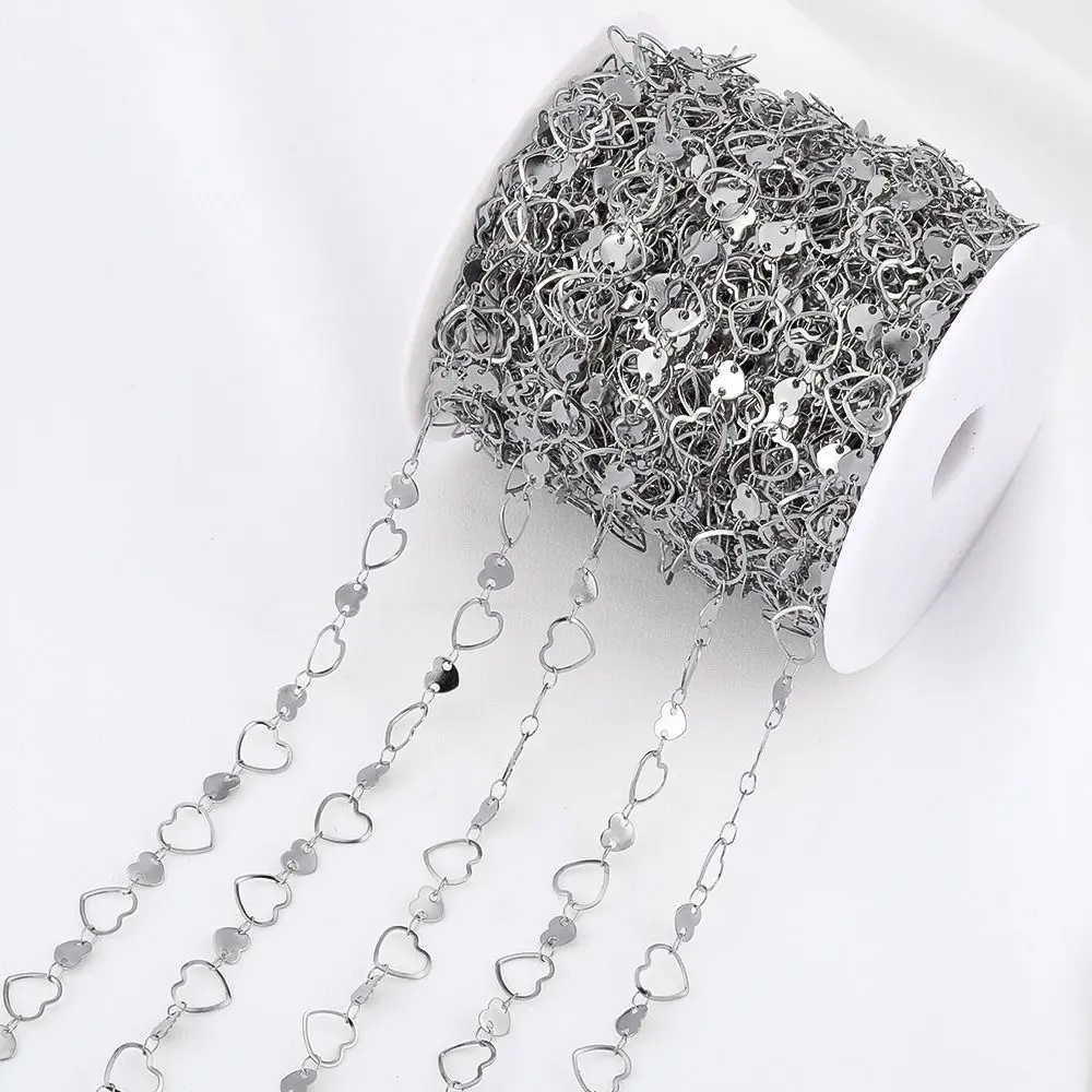Findings Stainless Steel Hollow Chain Flat Chain 1 Meter Length Heart Connecting Chain Jewelry Making Chain Necklace Making view 3