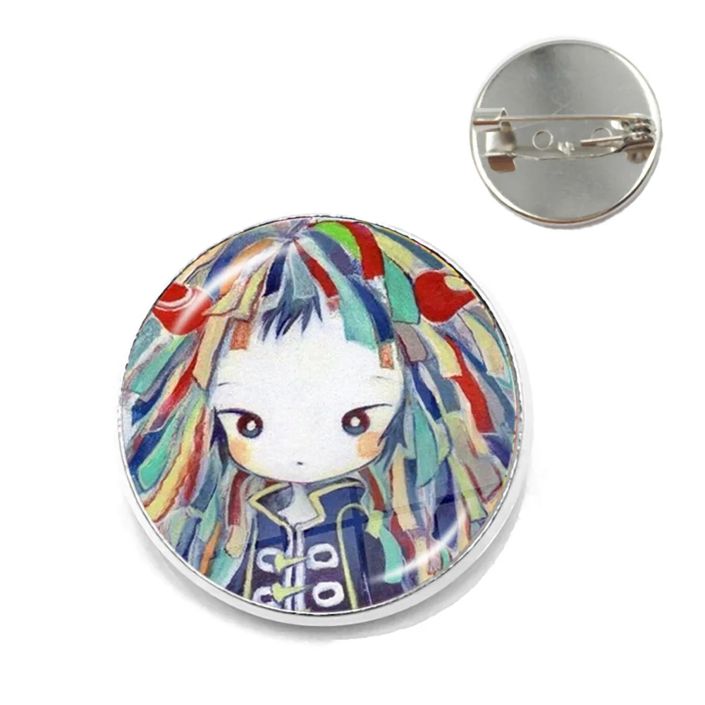 Kikuo Anime Character Handmade Glass Cabochon Badge Brooch for Backpack Decoration Jewelry Accessories Gift Pin