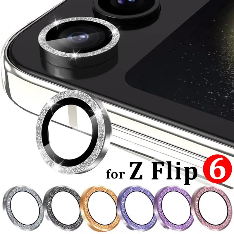 Bling Tiny Diamond Alloy Camera Glass Protector for Samsung Galaxy Z Flip 6 Flip6 ZFlip6 5G Glitter Metal Lens Ring Cap Locator