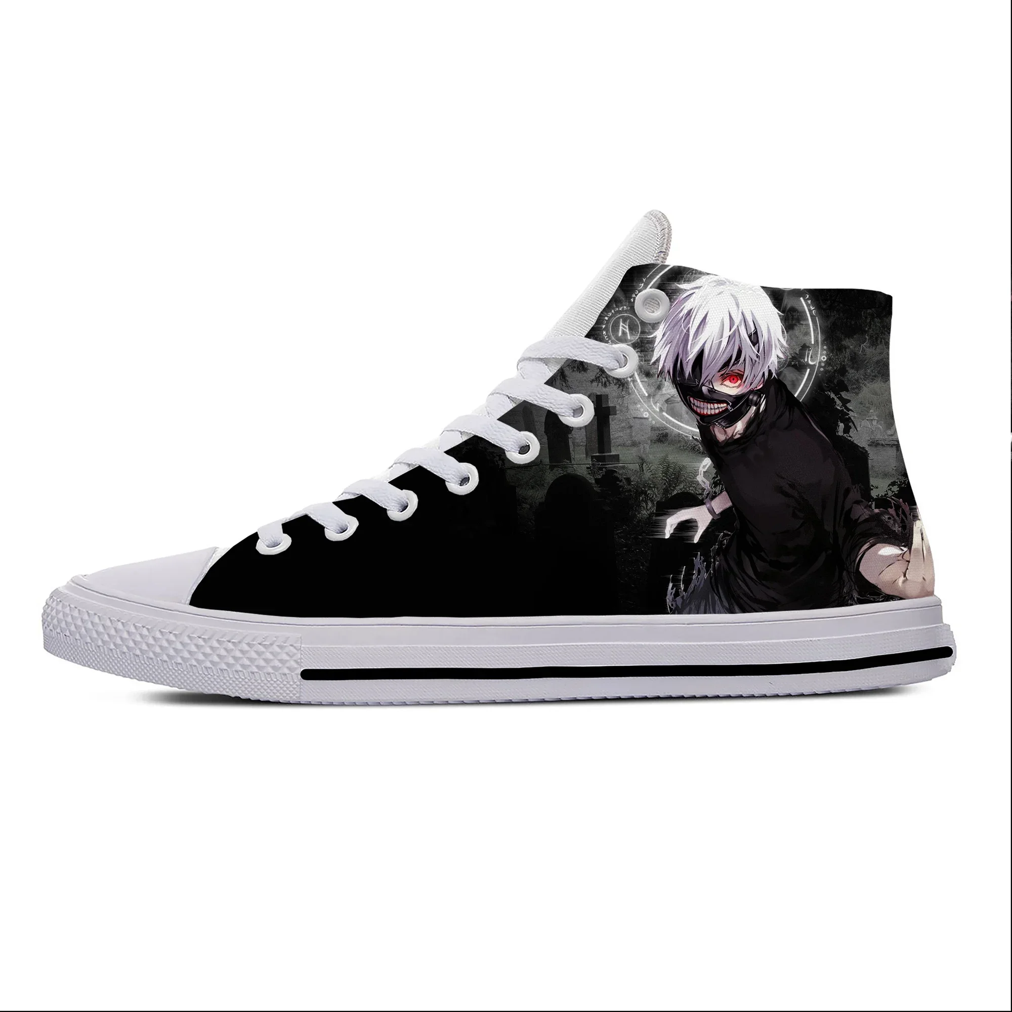 Heißer Sommer cool Anime Manga Kaneki Ken Tokio Ghul lustige Freizeit schuhe Männer Frauen Mode Turnschuhe High Top klassische Board Schuhe