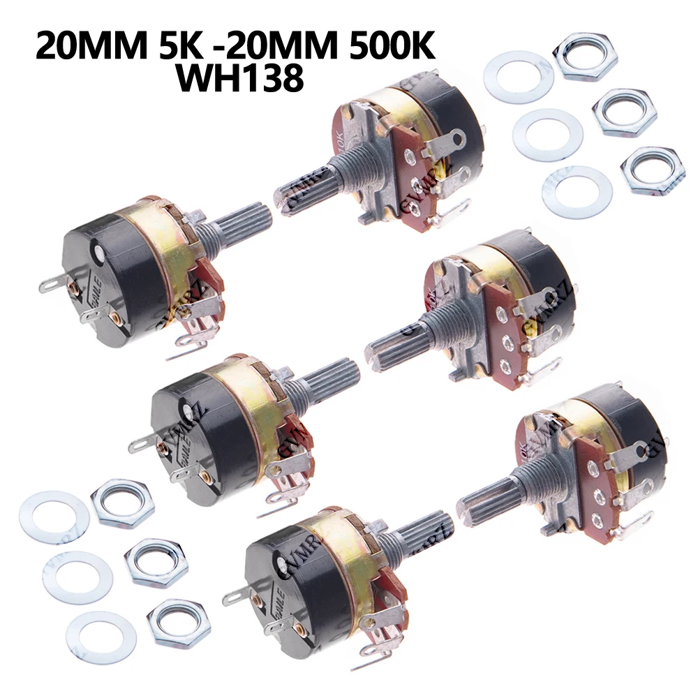 2PCS/5PCS WH138 resistor 5K-500K Variable Resistor 5K 10K VR Resistance Length of 20 cm 20K 50K 100K 250K 500K Ohm New Authentic